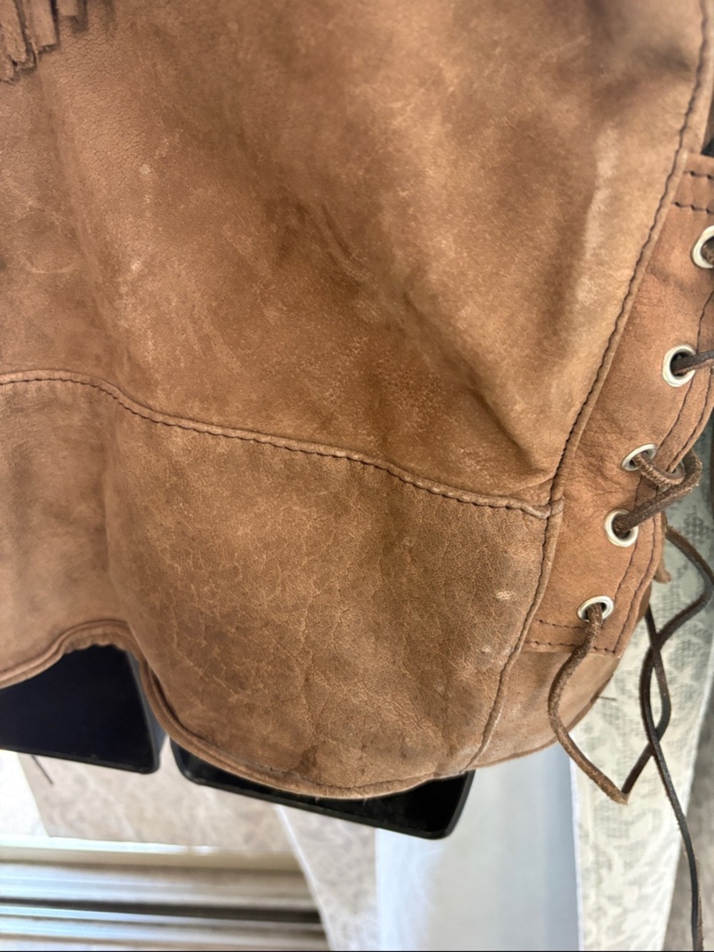 Hot Leathers 46 vintage Men's Brown LeatherFringe Jacket - Picture 3 of 7